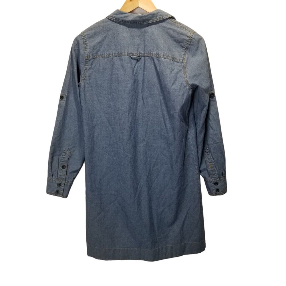 J. CREW Shirt Dress XS Chambray Denim Mini Long Sleeve Pockets Light Indigo - Picture 2 of 6
